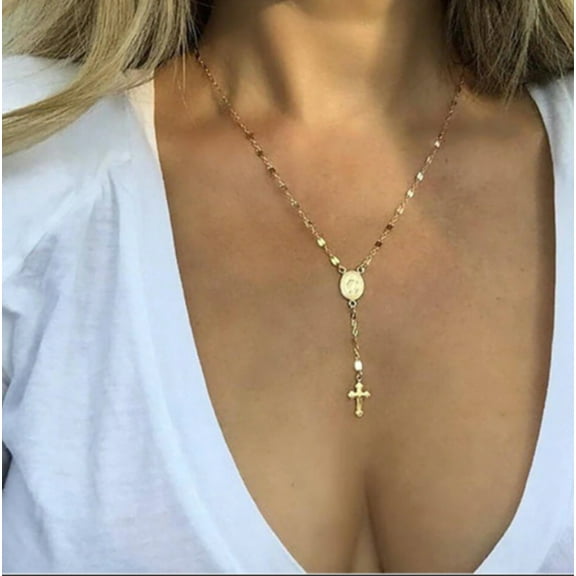 Rosary Necklace, Stainless Steel, 18 Inches