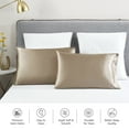 thumbnail image 2 of JML Silky Soft Satin Pillowcases Queen Set of 2,Wrinkle, Fade, Stain Resistant,20"x 30",Taupe, 2 of 5