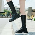 thumbnail image 4 of Viluyesy Womens Tall Boots, Thick Sole Knee High Shoes Lace Up Zipper Fashion Combat Moto Boots Black US9.5, 4 of 9