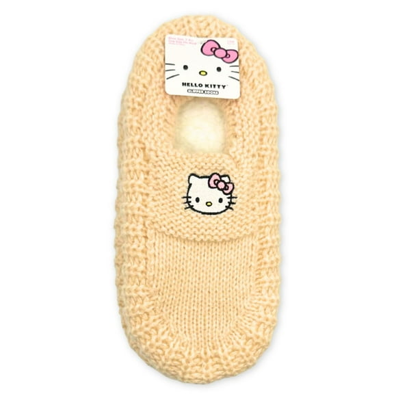 Hello Kitty Women's Knit Slipper Socks with Embroidery, 1-Pack, Size 7-9.5