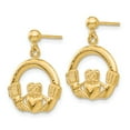 thumbnail image 2 of Real 14kt Yellow Gold Dangling Claddagh Post Earrings; for Adults and Teens; for Women and Men, 2 of 3
