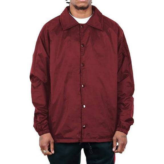 Shaka Wear Men’s Coach Jacket Classic Windbreaker, Water Resistant, Relaxed Fit - Burgundy - Medium