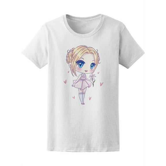 Cute Kawaii Anime Blond Girl T-Shirt Women -Image by Shutterstock, Female Medium