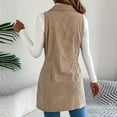 thumbnail image 5 of Bovxnpu Womens Casual Vest Long Corduroy Button Down Jackets Tops Fall Outfits Women's Solid Color Fall Winter Casual Sleeveless Vest Outerwear Fashion, 5 of 8