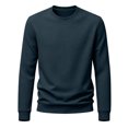 thumbnail image 1 of Mens Soft Textured Pullover Sweatshirts Waffle Knit Crew Neck Solid Color Long Sleeve Tops for Men Navy 2XL, 1 of 3