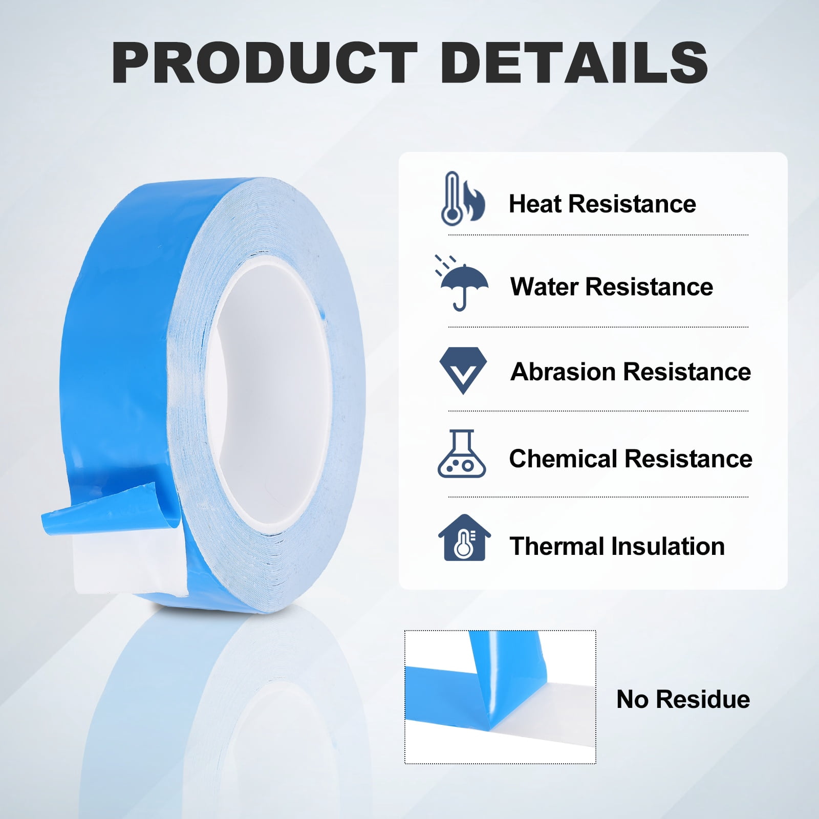 Thermal Adhesive Tape, 25m x 35mm x 0.25mm Double Sided Thermal Tapes Conductive Tape Electrically Insulated for Coolers LED Strips Heat Sink Computer CPU GPU, Blue