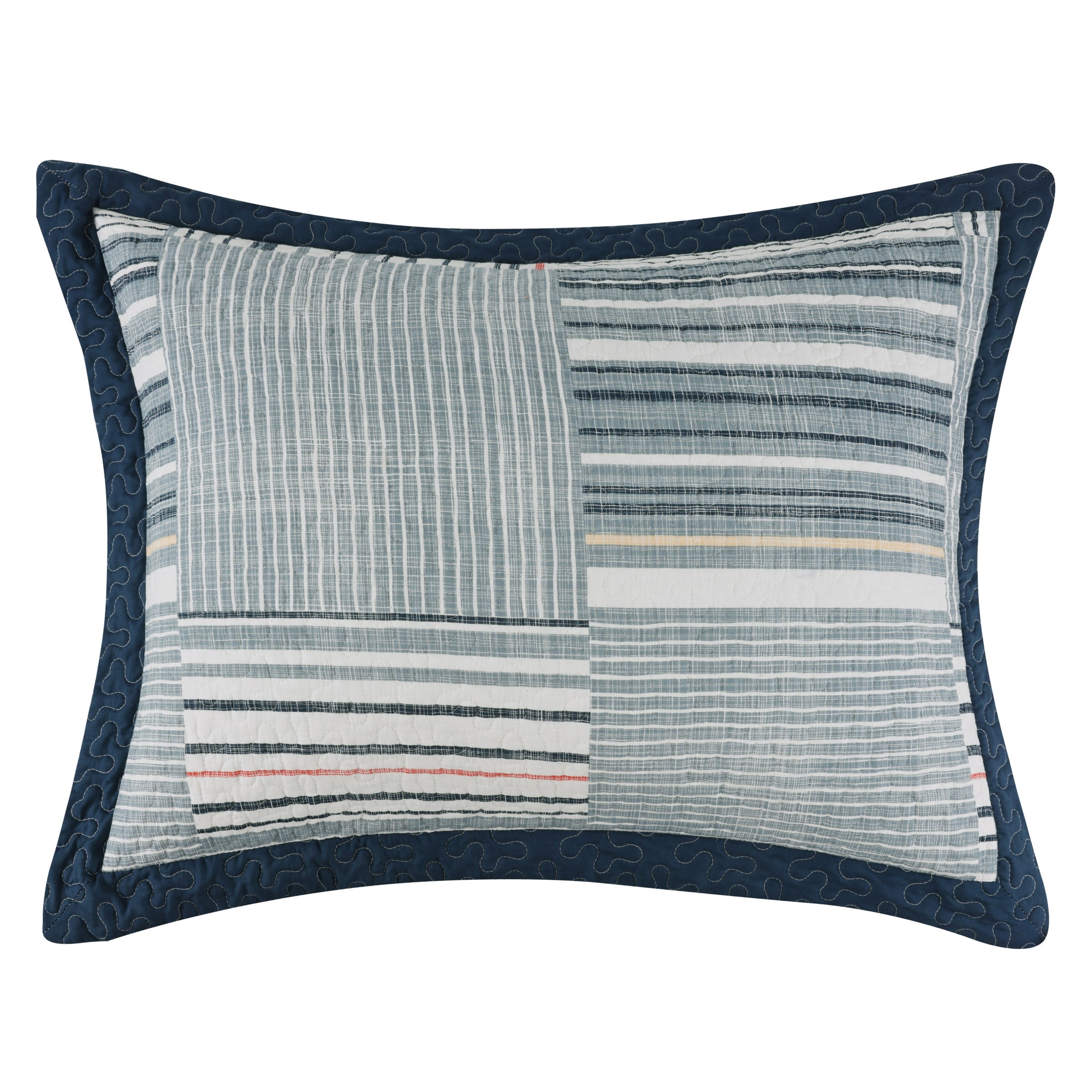 Greenland Home Fashions Voyage Cotton-Rich Quilted Patchwork Print Pillow Sham, All Ages, King