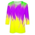 thumbnail image 5 of YUGYXL Women's Mardi Gras 3/4 Sleeve Shirts Novelty Party Mask Graphic Loose Lightweight Tshirts Fashion Crew Neck Comfy Blouse Party Tunic Tees Sales, 5 of 5