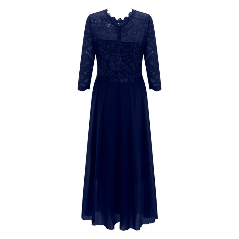 Maxi Dresses For Women 2023 Casual V Neck Lace Chiffon Strap