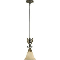 Quorum Lighting Rio Salado 1-Light Mini Pendant, Toasted Sienna/Mystic Silver, 8W x 19.25H, Stem Hanging, Incandescent, Damp Rated
