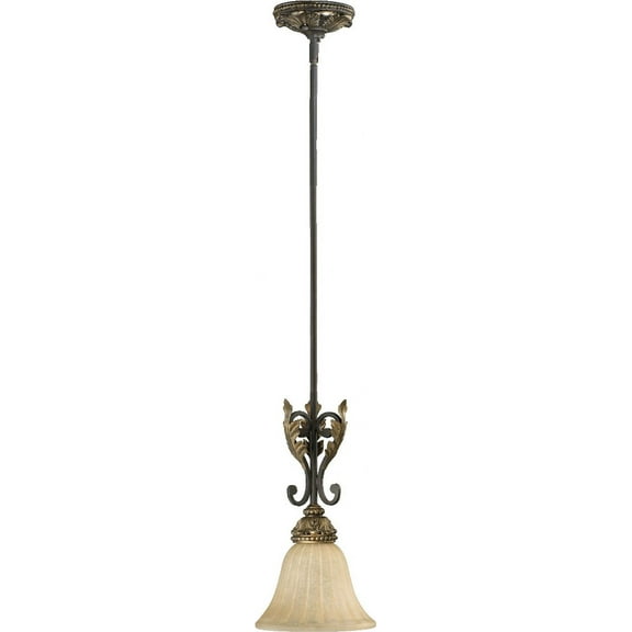 Quorum Lighting Rio Salado 1-Light Mini Pendant, Toasted Sienna/Mystic Silver, 8W x 19.25H, Stem Hanging, Incandescent, Damp Rated