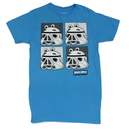 Angry Birds Star Wars Mens T-Shirt - Stormtrooper Pig 4 Box Images on Blue (2X-Large)
