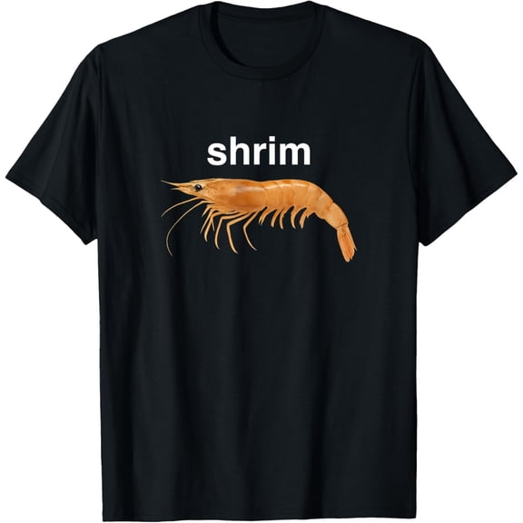 Funny Shrim Meme Graphic T-Shirt Retro Shrimp Seafood Lover Humor Tee for Men and Women