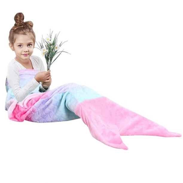 Kids Mermaid Tail Blanket Flannel Pink Mermaid Blanket Gifts for