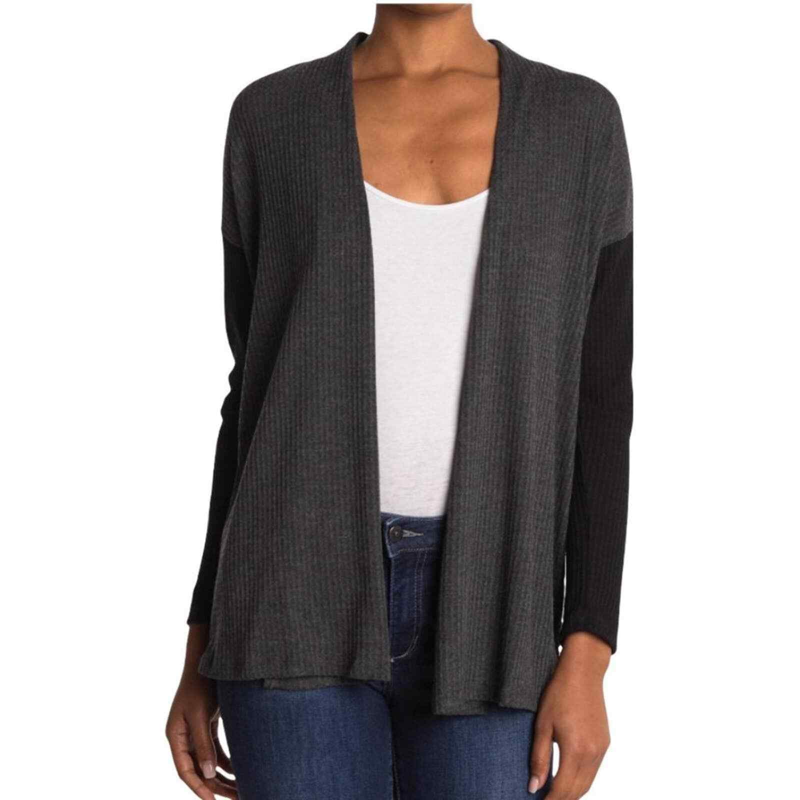 Waffle-Knit Open Front Cardigan Sweater 