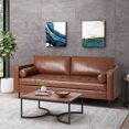thumbnail image 2 of GDF Studio Hixon Contemporary Tufted 3 Seater Sofa, Cognac Brown and Espresso, 2 of 8