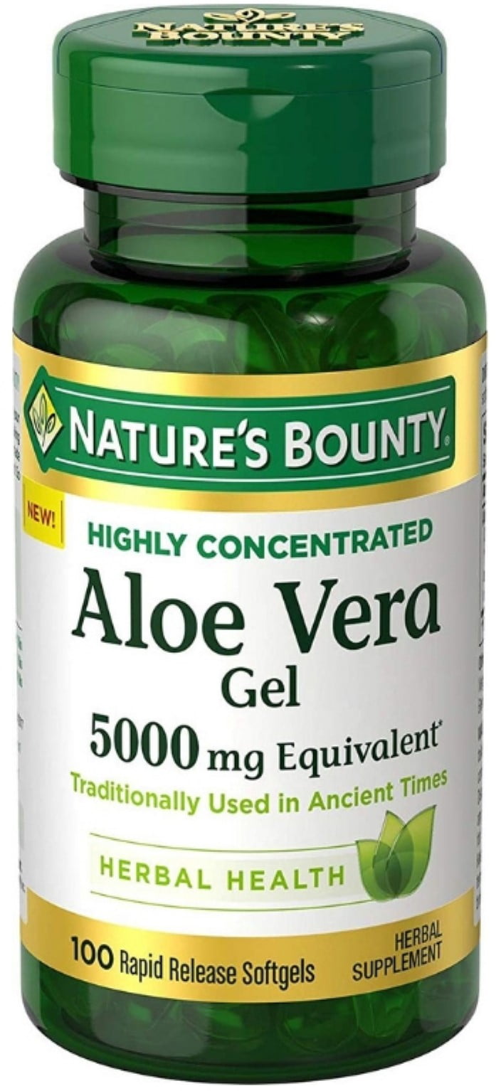 Nature's Bounty Aloe Vera Gel Herbal Health Supplement 5000mg, 100 ea