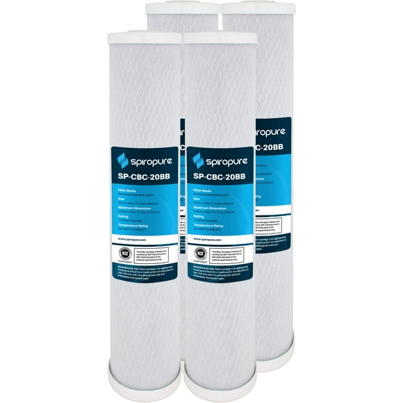 SpiroPure Replacement for CB-45-2001 20x4.5 1 Micron NSF Carbon Water Filter Cartridge (4 Pack)