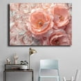 thumbnail image 4 of Mudket Embossed Peach Peony Flower Canvas Wall Art, Floral Wall Decor, Framed Ready to Hang Artwork for Living Room Bedroom Luxury Decor - 12"L x 8"W, 4 of 10