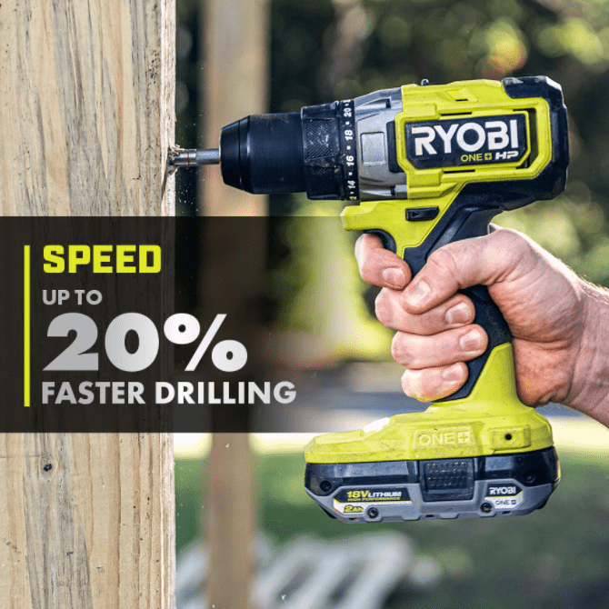 RYOBI RY18DD04 18V 2.0 Ah Battery Powered 1/2 in Drill Driver 750 in lbs 2100 RPM, 2 Piece