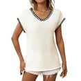 thumbnail image 2 of Women'S Sleeveless Sweater Casual V Neck Cap Sleeve Knit Pullover Tank Tops Creamy White S, 2 of 7