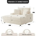 thumbnail image 5 of Gelloan Oversized Chaise Lounge Chair Indoor, Upholstered Sofa Bed with Throw Pillows and Armrests, Sleeper Chair for Living Room, Bedroom,White,Corduroy, 5 of 8