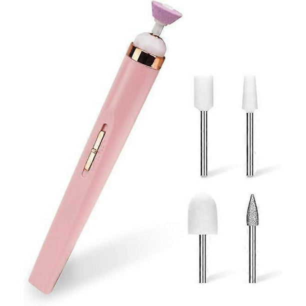 Electric Nail File Has Positive and Negative 4 Speeds Cuticle Trimmer, Battery Operated Manicure Set and Pedicure Tools(Pink)