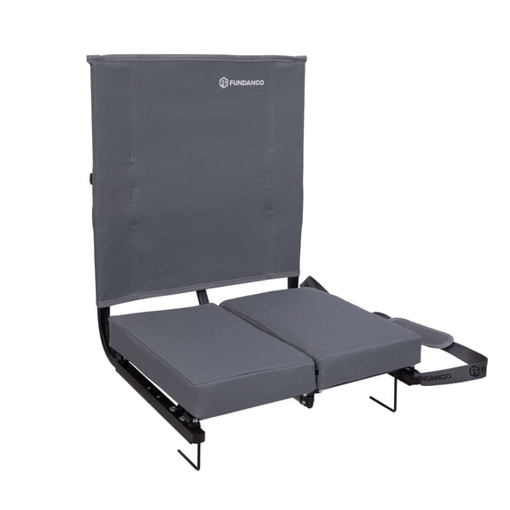 FUNDANGO Folding Stadium Seat with Backrest, Grey Bleachers Chair for Adults, Portable Padded Stadium Chairs with Back Support for Bleachers, 1 Pack