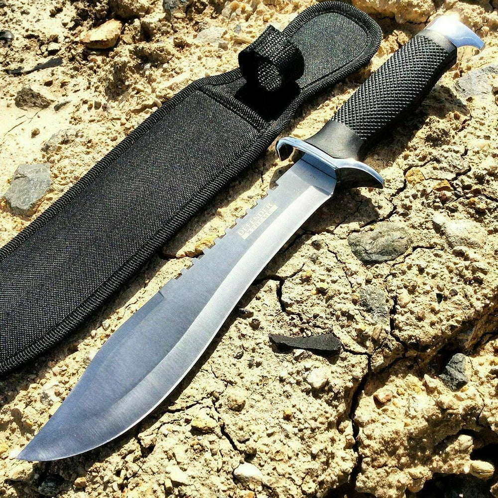 13" TACTICAL Hunting Fixed Blade Survival BOWIE Knife Black Sheath