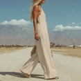 thumbnail image 5 of Hvogkswy Button Down Jumpsuits for Women Casual Sleeveless Wide Leg Romper with Pockets Comfy Loose Summer Beach Vacation Jumpsuit, 5 of 7