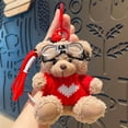 thumbnail image 2 of Llavero de oso de peluche con gafas y corazón rojo Sw, 2 of 2