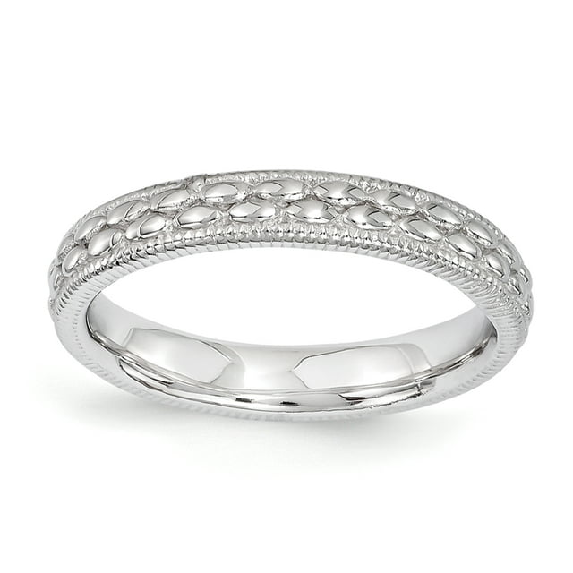 Bague en Argent Sterling Stackable Expressions Rhodié à Motifs Taille 9