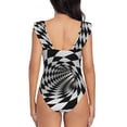 thumbnail image 5 of Goofa 3D Vortex Illusion Print Women's Ruffled One Piece Swimsuit V Neck, 5 of 7