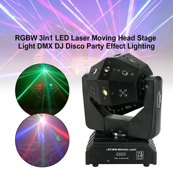 Mad Hornets RGBW 3In1 LED Laser Moving Head Stage Light DMX DJ Disco Party Effect Lighting