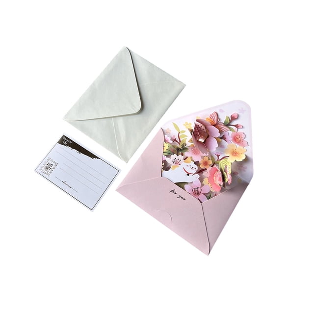 D Interactive Flower Card Paper Craft With Blank Greeting Card And Envelope For Graduation Birthday Mom 5.91X4.53 Inch