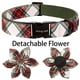 thumbnail image 3 of Collar para perro con forma de anillo para mascotas, de Navidad, a cuadros rojos y verdes con flores, 3 of 6