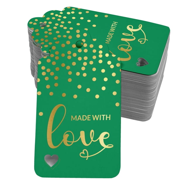 Inkdotpot Real Gold Foil Made With Love Text Tags Favor Hang Paper Tags 100 Pieces