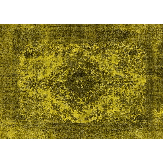Ahgly Company Machine Washable Indoor Rectangle Oriental Yellow Industrial Area Rugs, 5' x 8'