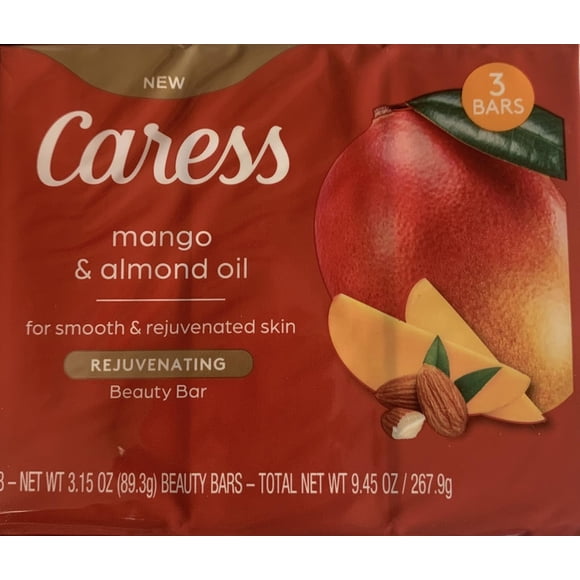 Aceite de mango y almendras Soap Caress para una piel suave y rejuvenecida, 3 barras