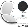 thumbnail image 6 of LQQBOX Rechargeable Pocket Mirror, 1X/10X Magnification LED Compact Travel Makeup Mirror with Light in 3 Colors Mode, Purse Mirror, 2-Sided, Portable, Folding, Handheld, Small Mirror, 6 of 6