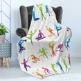 thumbnail image 4 of Sports Soft Flannel Fleece Throw Blanket, Sports with Stick Man Boxing Power Professional Players Wellbeing Theme, Cozy Plush for Indoor and Outdoor Use, 50" x 60", Multicolor, by Ambesonne, 4 of 5