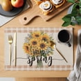 thumbnail image 2 of Hello Spring Placemats Set of 12, Yellow Sunflowers Beige Texture Non-Slip Place Mats Washable Table Mats for Kitchen Dining Table Decorations Indoor/Outdoor, 2 of 9