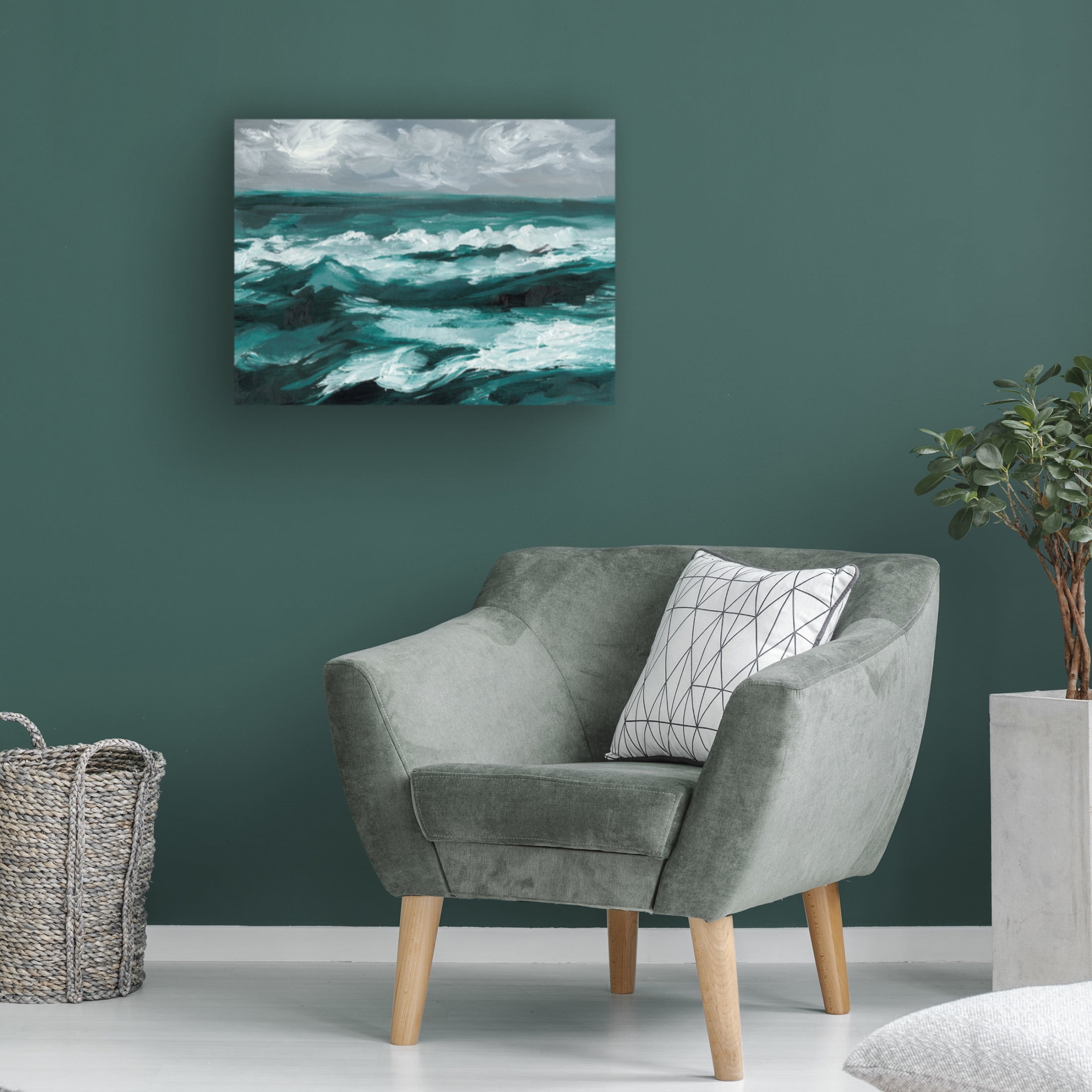 Canvas Wall Art - Ethan Harper 'Moonlit Waves I' Wall Art for Living Room, Bedroom, or Office Décor by Trademark Fine Art - 32 x 24 Inches