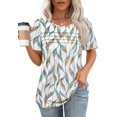 thumbnail image 2 of T-Shirts Parent-Femmes Manches Courtes Hauts Blouses Décontractées Élégantes Tenues Printemps Été Fluides Plissées devant Col Rond, 2 of 5