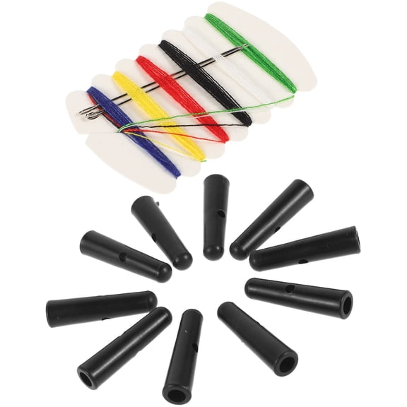 BESTYASH 10Pcs Folding Umbrella Tail Beads Plastic Replacement Bone Covers Easy Install Black