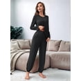 thumbnail image 4 of Conjunto de Pijama de 2 Piezas para Mujer, Camiseta y Pantalón Lisos, Suave y Elástico. Negro S, 4 of 9