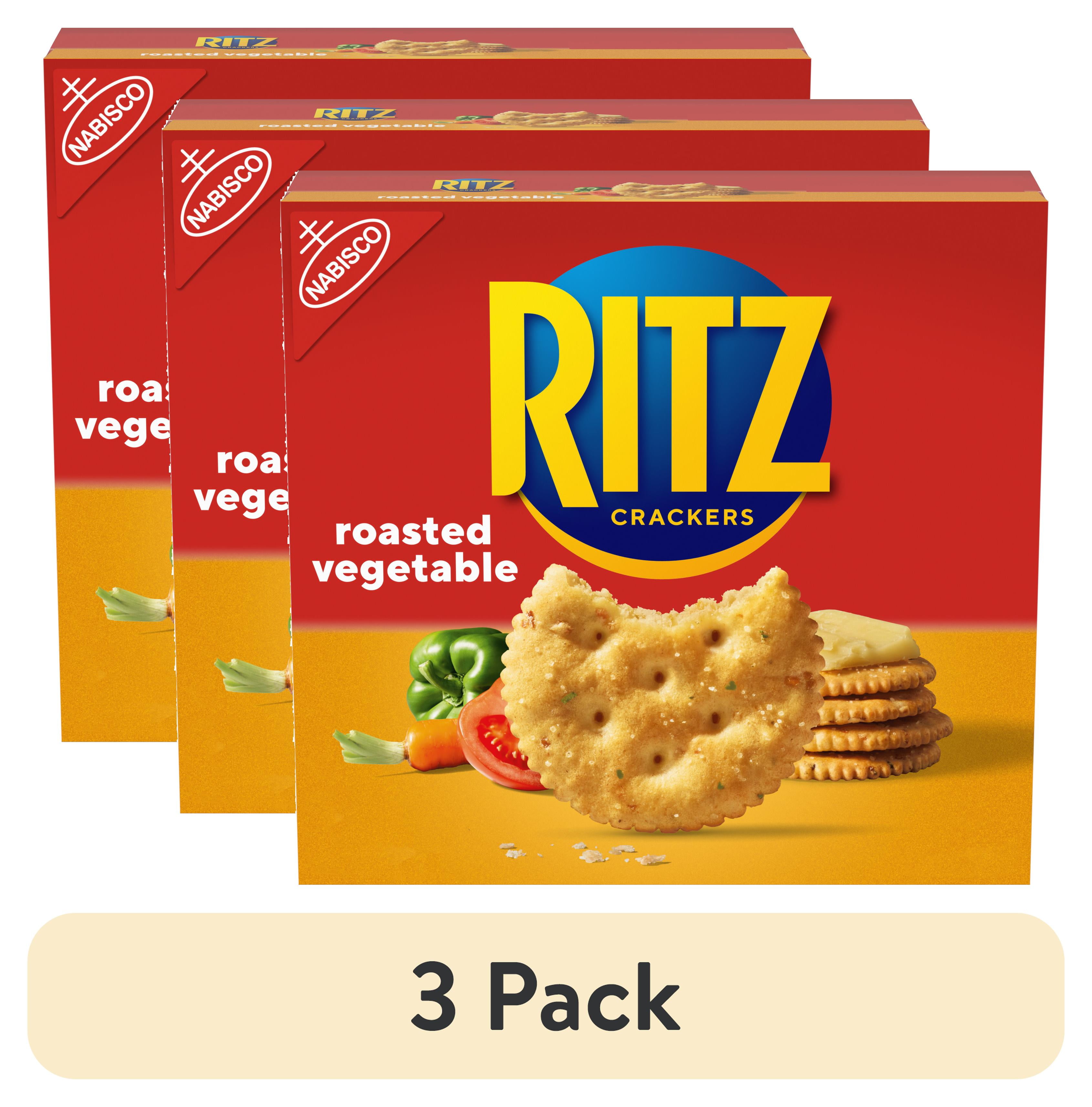 (4 pack) RITZ Roasted Vegetable Crackers, Snacks for Kids and Adults, Lunch Snacks, 13.3 oz