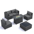 thumbnail image 6 of MRUAKA 6 Pieces Patio Conversation Set With Firepit, Outdoor Sectional PE Rattan Wicker Furniture Seat,Gray, 6 of 8