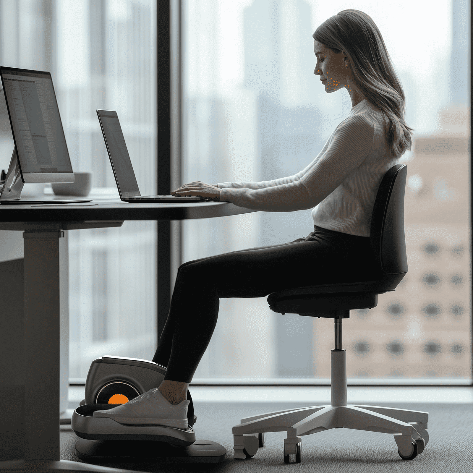 CONCETTA Under Desk Elliptical, Electric Seated Pedal Exerciser, with Display Monitor, Remote Control and LCD Display Monitor, Portable Leg Elliptical Machine for Home, Dark Black