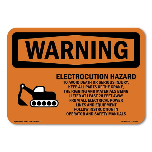 OSHA WARNING Sign - Electrocution Hazard Crane | Decal | Protect Your Business, Construction Site, Warehouse & Shop Area | Made in the USA